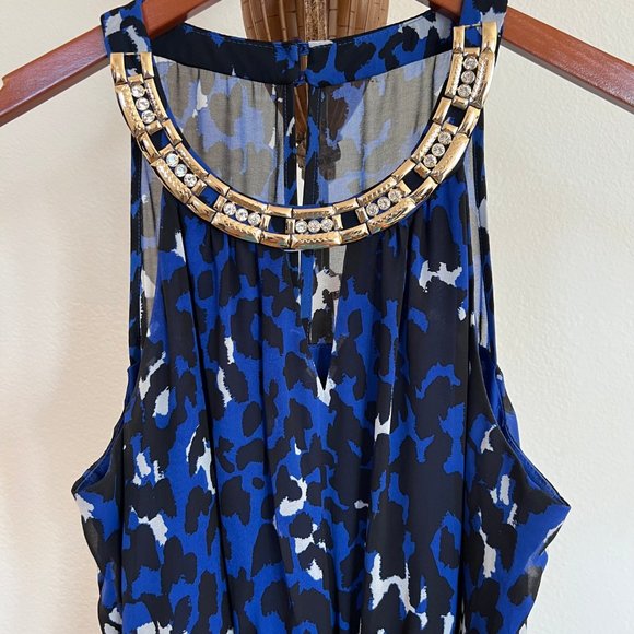 Thalia Sodi Size M Geometric Sleeveless Embellished High-Low Tie Waist Dress - Picture 4 of 10